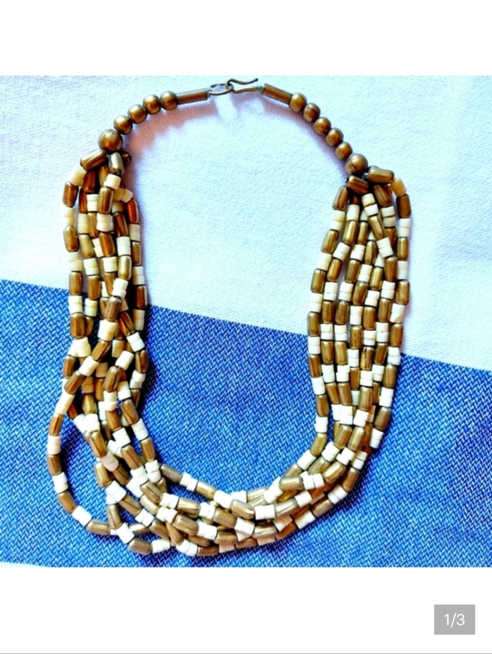 Vintage 1960s Two Tone Beaded Choker Necklace